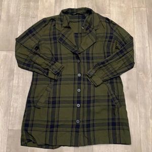 Zara Womens Button Up Plaid Shirt Jacket